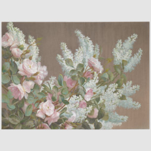 Floral White and Pink Rose Tissue Paper