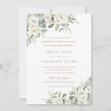 Floral White and Sage Green Elegant Wedding