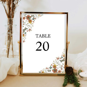 Floral white Boho Wedding Table Numbers
