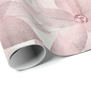 Floral White Bridal Graduatio Birthday 16th Grey Wrapping Paper