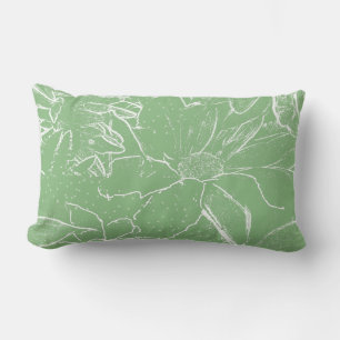 Floral White  Bundle Transparency -Light sap green Lumbar Cushion