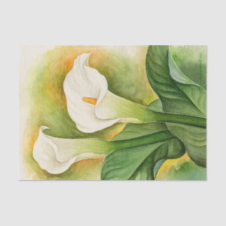Floral White Cala Lily Decoupage Watercolor Tissue Paper