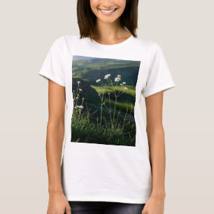 Floral White Daisy Nature Landscape  T-Shirt