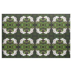 Floral white, green and black fabric