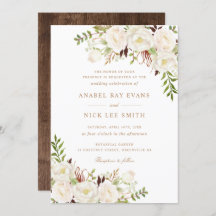 Floral White Greenery Rustic Wood Wedding