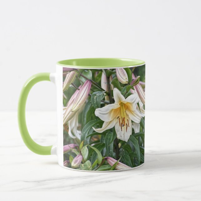 Floral White Lily Mug (Left)