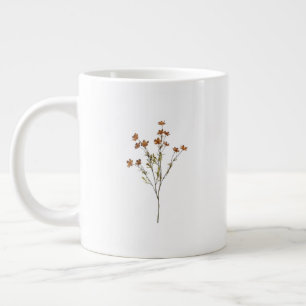 Floral White Mug   Simple Flower Design Coffee Cup