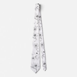 Floral White Neck Tie
