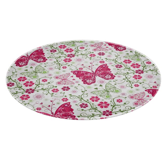 Floral White Pattern Cutting Board (Corner)