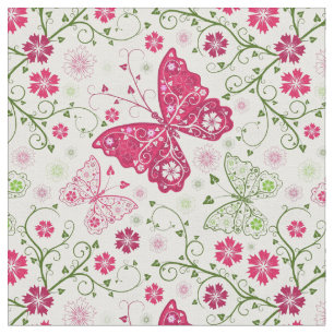 Floral White Pattern Fabric