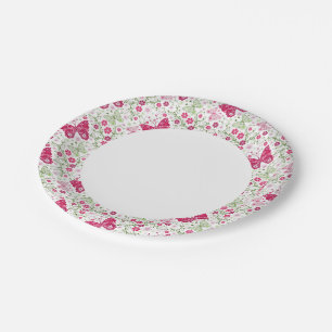 Floral White Pattern Paper Plate
