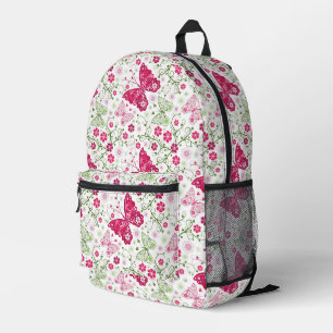 Floral White Pattern Printed Backpack
