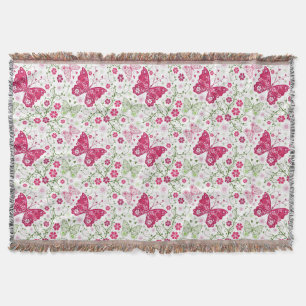 Floral White Pattern Throw Blanket