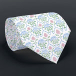 Floral white pink blue neck tie<br><div class="desc">elegant watercolor pattern tie</div>