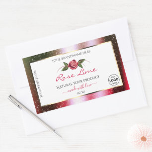 Floral White Product Label Green Pink Glitter Logo