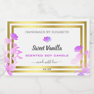Floral White Purple Gold Product Packaging Labels