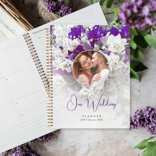 Floral White Purple Wedding Day Planner