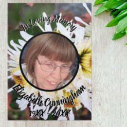Floral White Spider Mum Patch Five Photo Memorial  Tri-Fold Announcement