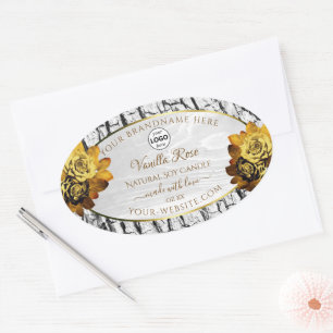 Floral White Tree Bark Grain Product Labels Logo