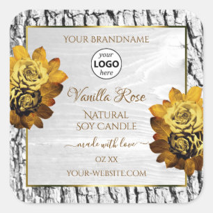 Floral White Tree Bark Grain Product Labels Logo