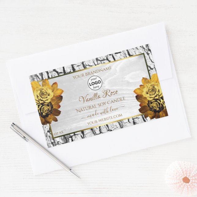 Floral White Tree Bark Grain Product Labels Logo (Envelope)