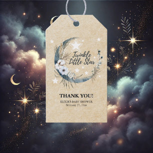 Floral White Twinkle Little Star Baby Shower Gift Tags