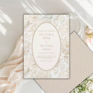 Floral White Vintage Elegant Wedding Invitation