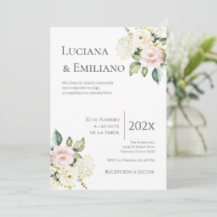 Floral White Wedding Invitation