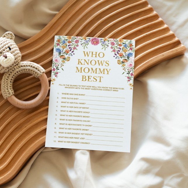 Floral Who Knows Mummy Best Baby Shower Game Card (Creator Uploaded)