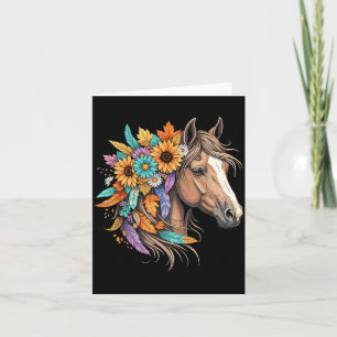 Floral Wild Horse Country Horse Riding Women Girls Card