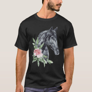 Floral Wild Horse Mustangs Animal Spirit Wildlife T-Shirt