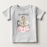 Floral  WILD ONE Safari First Birthday Baby T-Shir