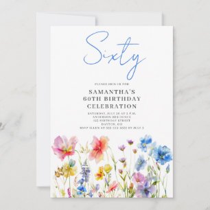 Floral Wildflower 60th Birthday Invitation