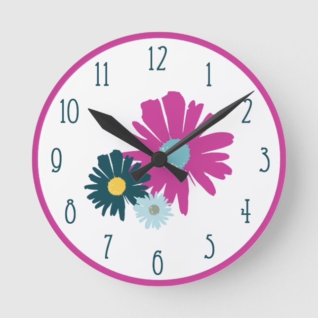 Floral Wildflower Abstract Illustration Wall Round Clock (Front)