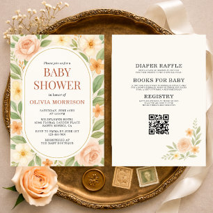 Floral Wildflower All in One QR Code Baby Shower Invitation