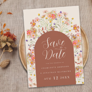 Floral Wildflower Arch Rustic Boho Fall Wedding Save The Date