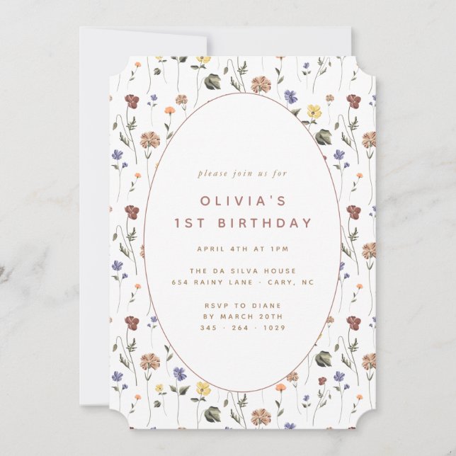 Floral Wildflower Birthday | Ticket Invitation (Front)