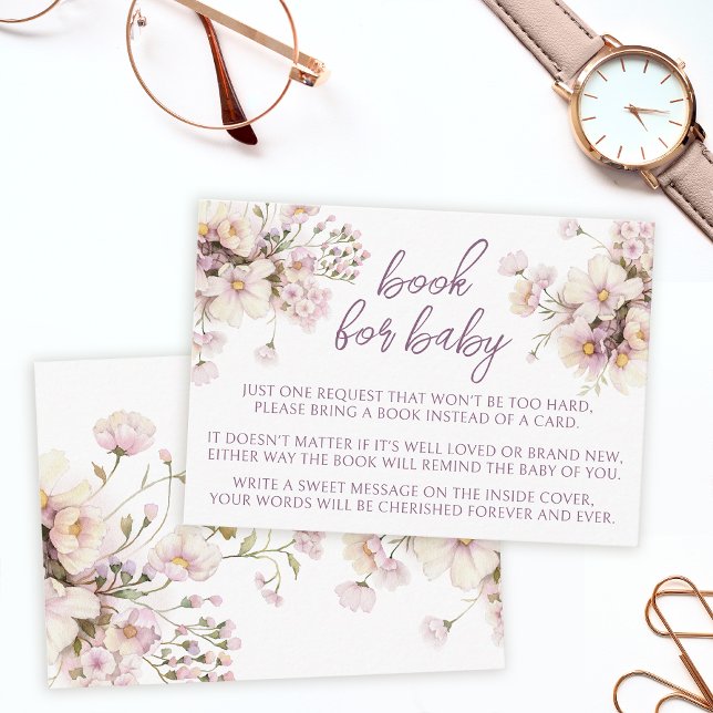  Floral wildflower book for baby girl shower Enclosure Card (Creator Uploaded)