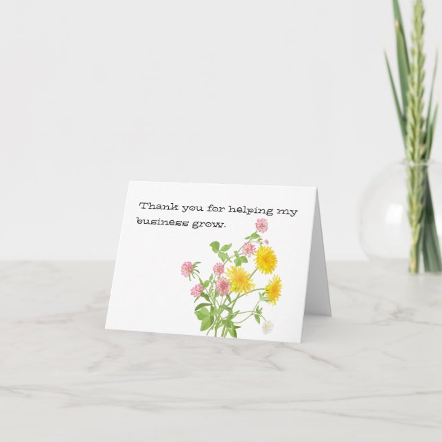 Floral Wildflower Business Thank You Card (Front)