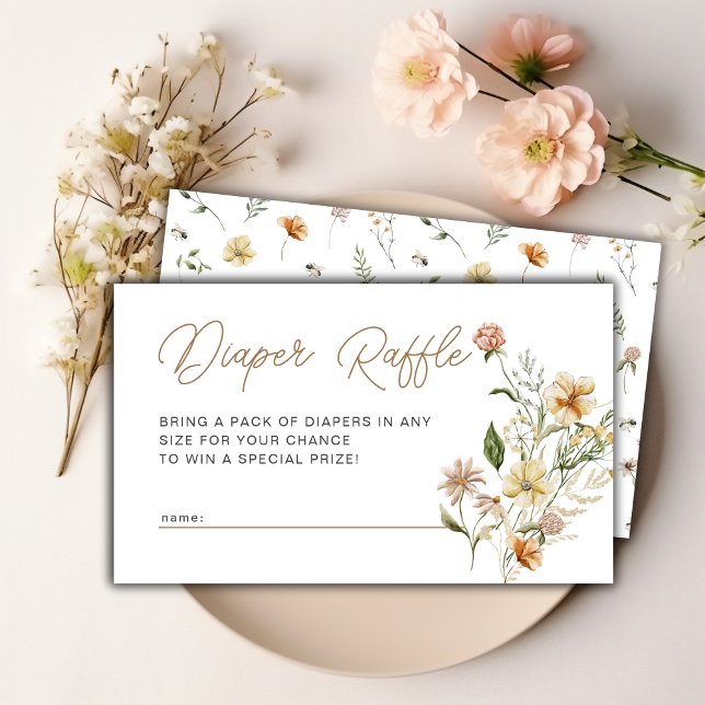 Floral Wildflower Diaper Raffle Baby Shower Enclosure Card (Floral Wildflower Diaper Raffle Baby Shower Enclosure Card)