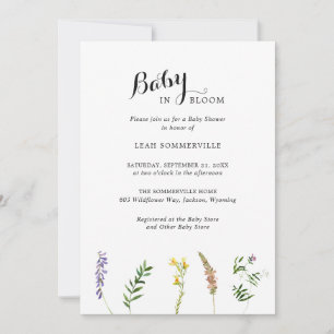 Floral Wildflower Elegant Baby Shower Invitation