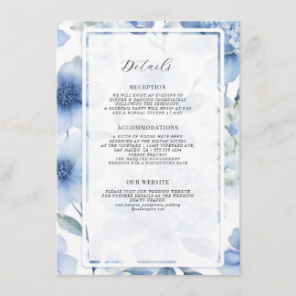 Floral Wildflower Elegant Summer Blue White Detail Enclosure Card