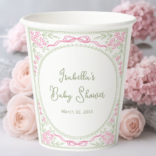 Floral Wildflower Girl Baby Shower Paper Cups