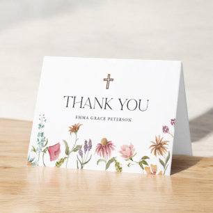 Floral Wildflower Girl Baptism Thank You