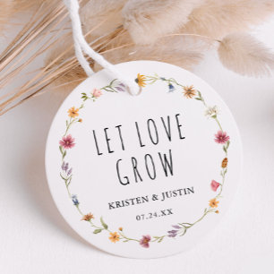 Floral Wildflower Let Love Grow Wedding Seeds  Favour Tags