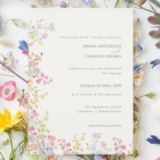 Floral Wildflower Meadow Spring Summer Wedding Invitation