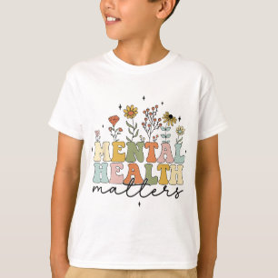 Floral Wildflower Mental Health Problems Awareness T-Shirt