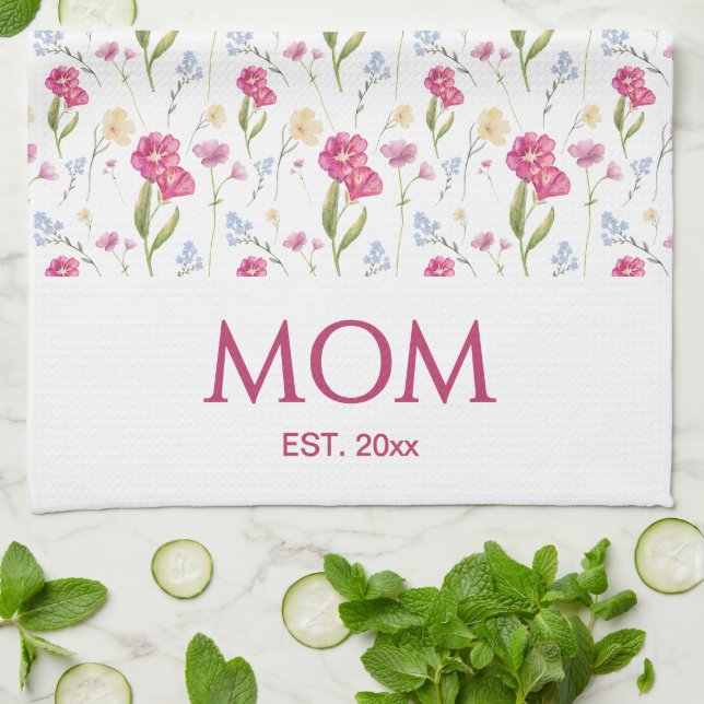 Floral Wildflower Mum Established  Tea Towel (Folded)