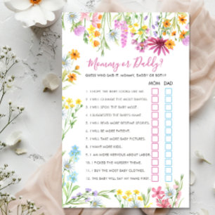 Floral Wildflower Mummy or Daddy Baby Shower Game