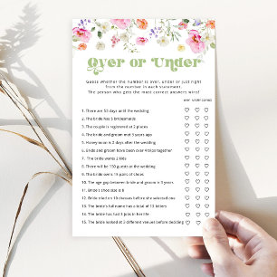 Floral wildflower over or under bridal shower game